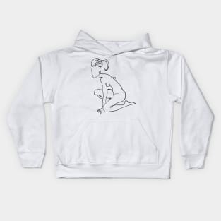 Capricorn Celestial Line Art Kids Hoodie